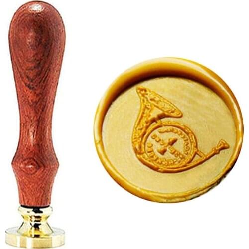 French Horn Musical Instrument Wax Seal Stamp Set Vintage Classical Wax Stamp Kit for Cards Envelopes Invitations, Wine Packages