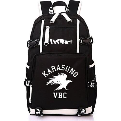 Hot Anime Haikyu!! Hinata Shoyo Karasuno Printing Backpack Canvas School Bags USB Charging Laptop Backpack Travel Bagpack Rugzak