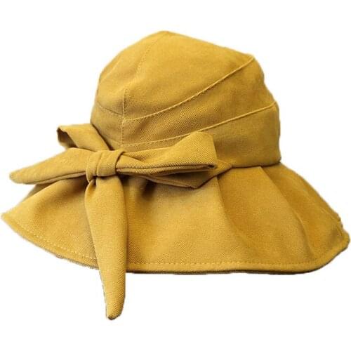 Cotton women winter bucket hat панамы Large table bucket hat Bow solid color mens hat casual outdoor latest fashion warm hat