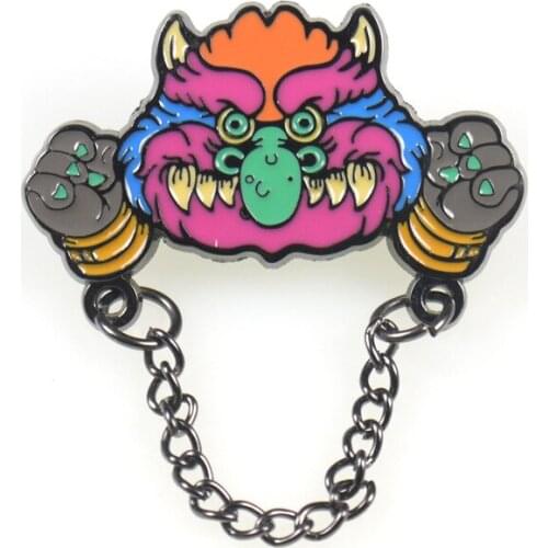 HOSENG Original Cartoon Chain Handcuffs Monster Alloy Brooch Halloween Punk Girls Boys Trend Clothing Backpack Collar Pin HS_570