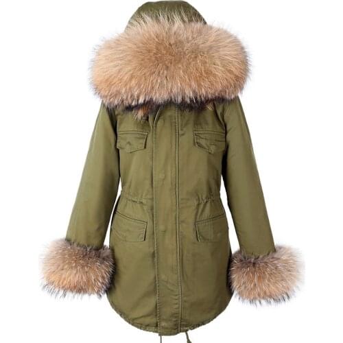 Maomaokong natural Real Raccoon fur collar Women coat parkas Female coat winter Womens jacket 2021 padded coats