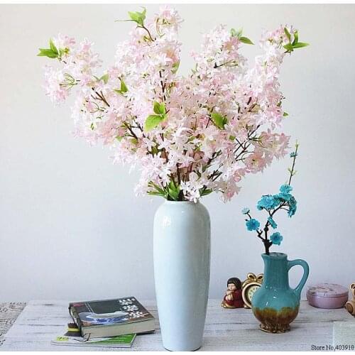 Foreign trade excellent product artificial lilac flower bridal bouquet cherry blossom silk fake flower wedding DIY home deco