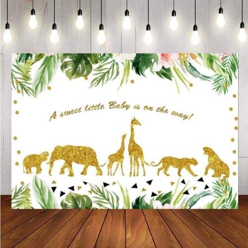 A Sweet Little Baby Photography Backdrop Jungle Safari Animal Baby Shower Birthday Party Custom Photo Background Banner Prop