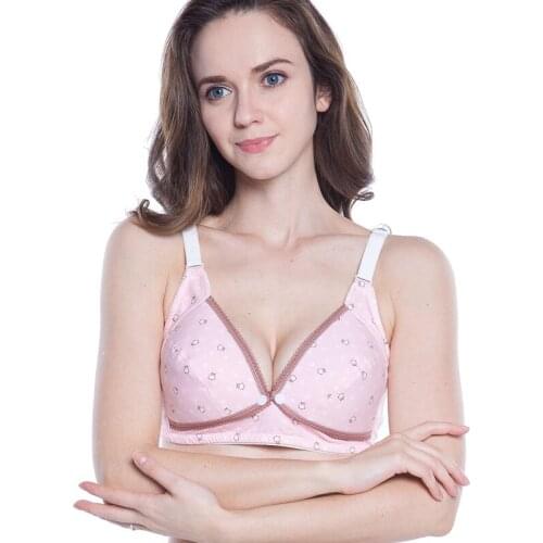 Pure Cotton Breast Feeding Underwear Front Open Button Anti Sagging Non Steel Ring Gathered Adjustment Type Pregnant Women Bra