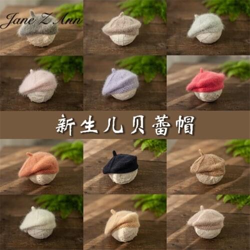 Newborn baby rabbit plush beret painter cap children photography photo props hat multicolor