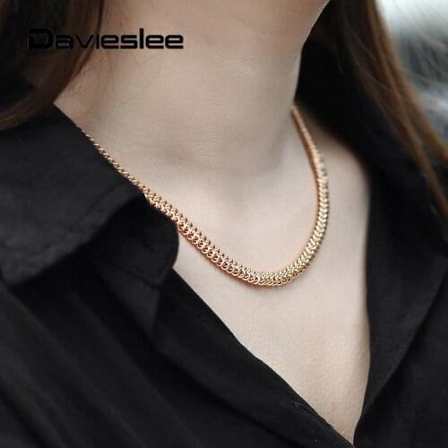 585 Rose Gold Color Necklace for Women Girls Swirl Rope Link Chain 5.5mm Party Wedding Fashion Jewelry Gifts 50 60cm LCN30