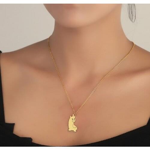 Lovely Chunky Unicorn Alpaca Pendant Necklaces for Girls Kids Stainless Steel Unicorn Choker Cute Lucky Alpaca Jewelry Gift