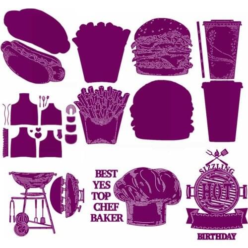 Mouth-watering Fast Food Barbecue Hot Dog Cutting Dies Crafts Card Album Making Scrapbooking Hot Sell Dies 2019