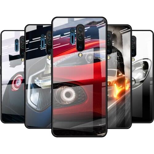 Tempered Glass Cover Sport Car Lamp For Oneplus 9R 9 8T 8 Nord Z 7T 7 Pro 5G Shockproof Shell Phone Case