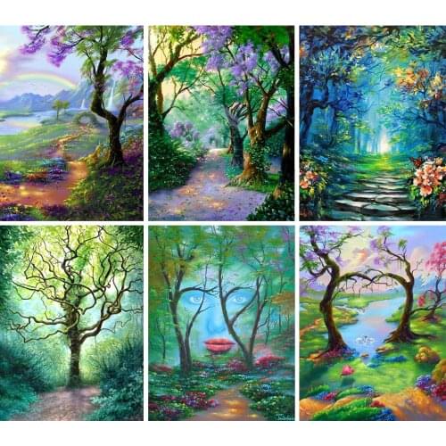 Sale DIY 5D Diamond Painting Landscape Spring Cross Stitch Kit Full Drill Embroidery Scenery Mosaic Art Picture Crystal Decor