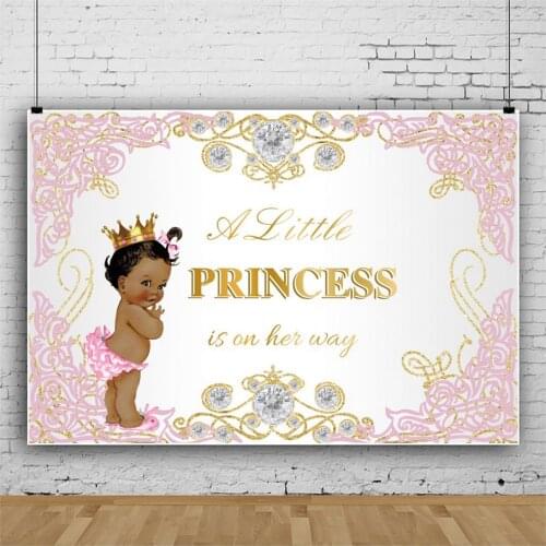 Pink Embroidery Pattern Little Princess Photography Background Newborn Baby Shower Customize 1ST Birthday Party Backdrop Photo