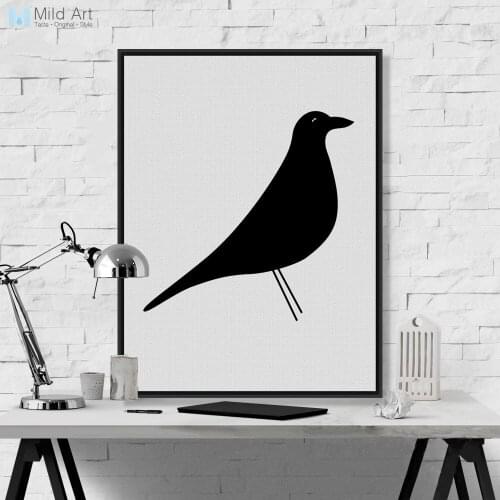 Modern Abstract Minimalist Black and White Animal Bird Poster Prints Nordic Wall Art Picture Home Decor Canvas Painting No Frame