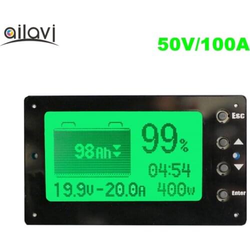 TF03 Large Screen 50V 100A Coulometer Battery Tester Remaining Capacity Coulomb Meter Indicator Display