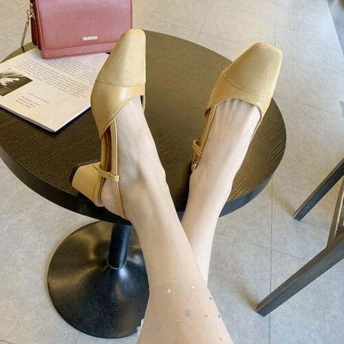 Spring Womens Heel Shoes Exposed heels comfortable square heels comfortable skin-friendly elegant dating womens shoes U22-73