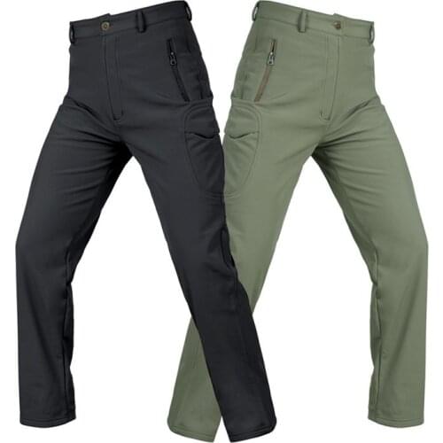 Waterproof Men Tactical Pants Winter Thermal Fleece Shark Skin Soft Shell Camouflage Pants Windproof Warm Military Cargo Pants