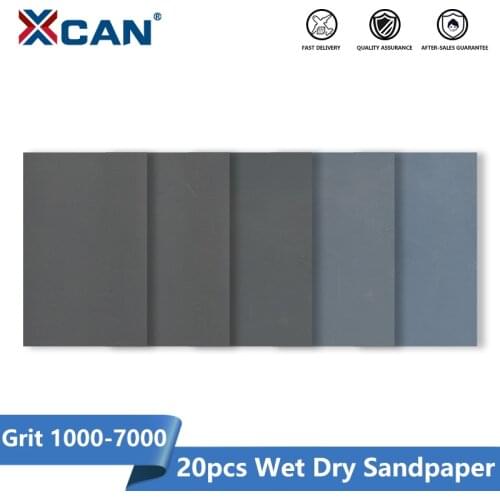 XCAN Wet Dry Sandpaper 20pcs 9x3.6 inch Abrasive Sanding Paper 1000-7000 Grit For Wood Metal Polishing Sand Paper