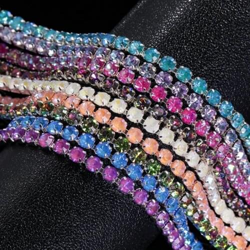 XiChuan 1 Meter Cup Chain Luxury Colored SS4 SS12 SS16 Crystal Sew On Glue On Clothes Decoration Garment Embellishments Claw