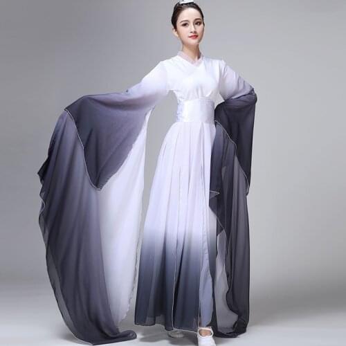 Womens classical dance outfits elegant new costume Chinese dance suit costume Hanfu monochrome dance costumes TA2201