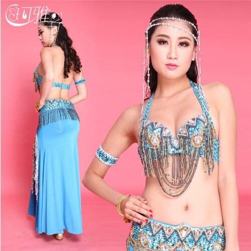 New Arrival Arabic Beaded Oriental Dance Dress 3PCS/Set, Sexy Egypt Skirt Belly Dance Costume for Women Stage Wear Top Quality