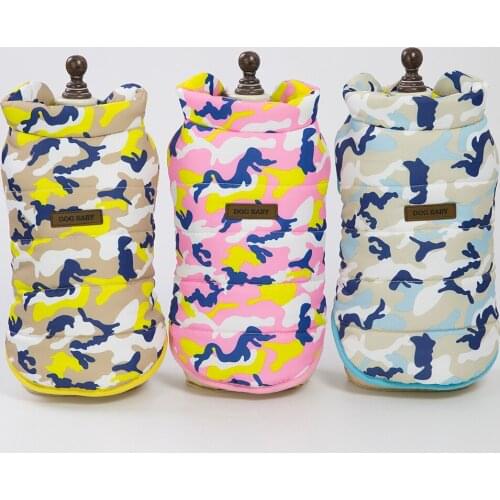 New Cute Camouflage Vest Style Pet Dogs Two Legs Cotton Winter Coat Warm Small Puppy Dogs Clothing