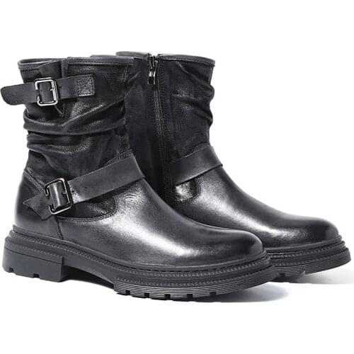 Winter Boots For Men Black Brown Soft Leather Shoes Thick Sole Military Boots 12#20/10d50