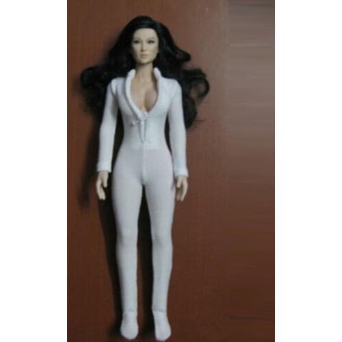 1/6 Female Clothes White Women Slim tight stretch leotard Clothes Model F 12" Women Action Figure Body Collection Model Toy