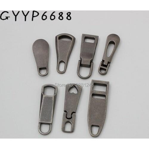 10-30 pieces 5# Old Silver Nylon Coil Metal Zipper Puller Slider Zip Pull Wholesale For Bag Crafts Sewing