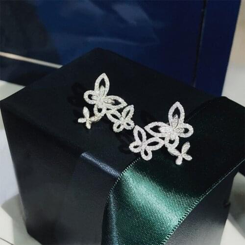 2021 Fashion Hot S925 Sterling Silver Rhinestone Butterfly Earring Party Jewelry