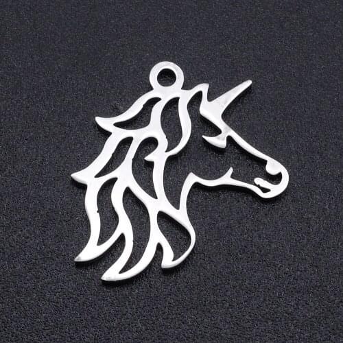 5pcs/lot Stainless Steel Unicorn Charm Pendant Wholesale Top Quality Bracelet Making Charms Necklace Pendants