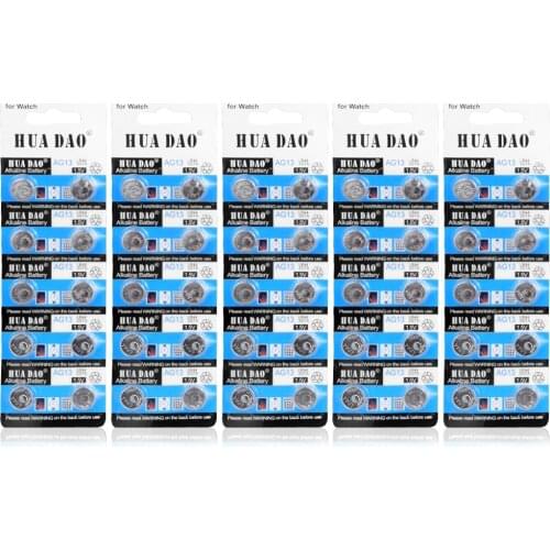 50pcs 1.55V AG13 LR44 Battery Coin Cell LR1154 SR44 A76 357A 303 357 Alkaline Button Batteries For Watches Toys Calculators