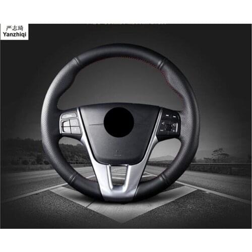 Free shipping 1pcs Sew-on genuine leather car steering wheel cover Car accessories car styling For VOLVO S60 XC60 V40 V60 S60