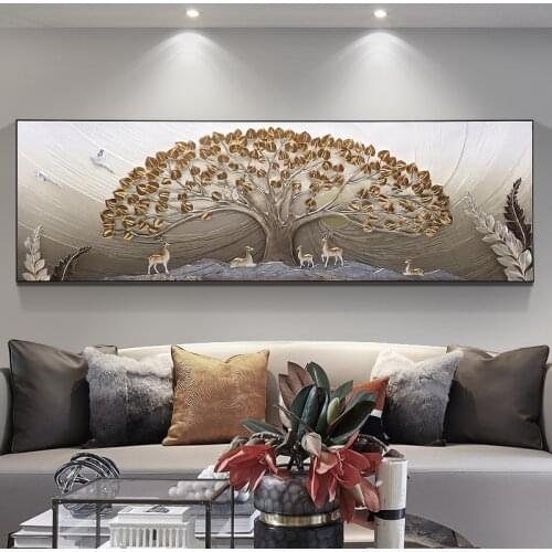 Living Room Sofa Decoration Painting 3D Modern Minimalist Rich Tree Auspicious Atmospheric Relief Painting