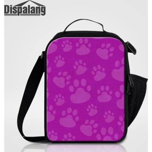 Dispalang Women Portable Small Lunch Bag Cat Paw Print Insulated Cooler Bags Thermal Food Picnic Bags Kids Lunch Box Bag Tote