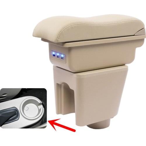 For Chevrolet Aveo T200 / T250 2002-2011 Rotatable Top Leather Center Console Storage Box Armrest Cup Arm Rest 2008 2009 2010