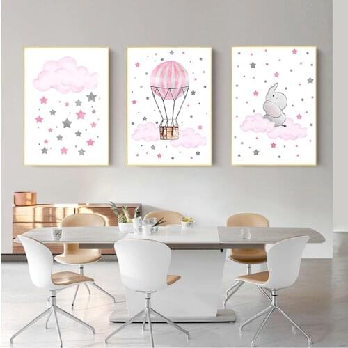 Picture Nordic Kid Girl Bedroom Decoration Children Cloud Balloon Baby Nursery Wall Art Canvas Print Painting Decorative