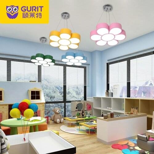 Kindergarten style lamp color creative cartoon childrens lamp led princess boy girl bedroom flower hanging lamps
