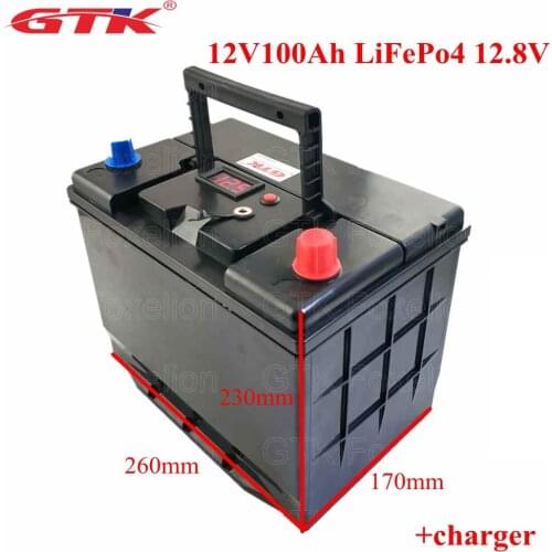 12V100AH LiFePo4 12.8V100ah Lithium Iron Phosphate Battery with 4S 100A BMS for Fishing Boat RV Yacht Party Power Solar UPS