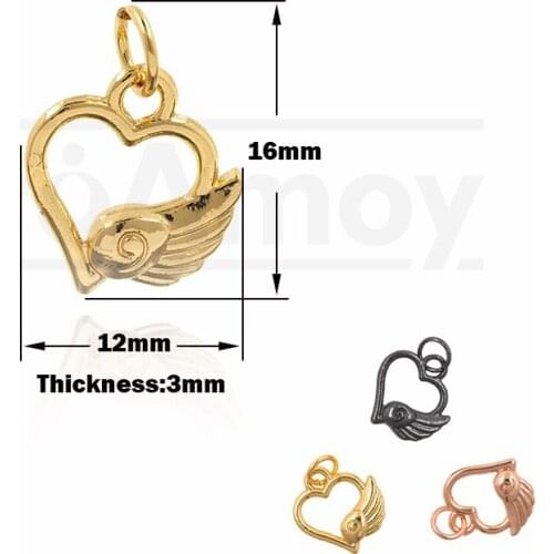 Minimalist Gold-Plated Heart-Shaped Pendant Angel Heart Necklace DIY Jewelry Making Supplies 16x12x3mm