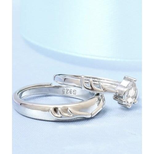 Mozanstone Unique Deer Pair Couple Ring Set Original New Lovers Design Wedding ValentineS Day Gift Unisex Girl Friend Jewelry