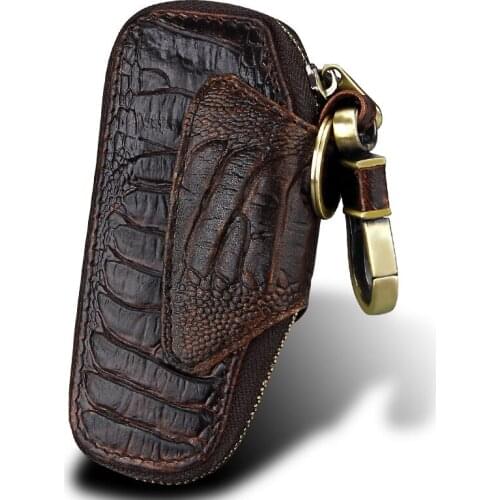 2021 Genuine Leather Mens keychain Vintage Cowhide Key bag Universal key case for home high quality Alligator car key holder