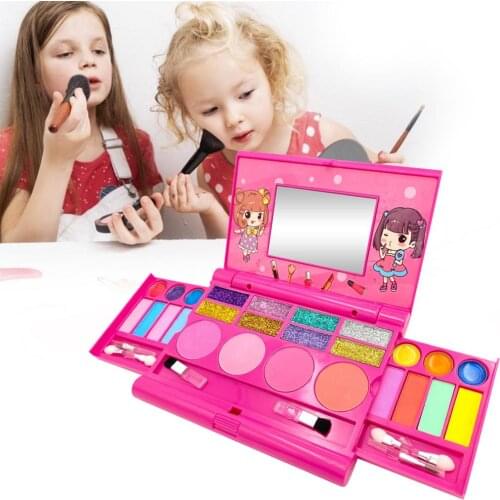 Kids Girls Makeup Kit Cosmetics For Children Washable Kids Pretend Play Makeup Gift Set Eysshadow Lipgloss Blush Gift Makeup Box