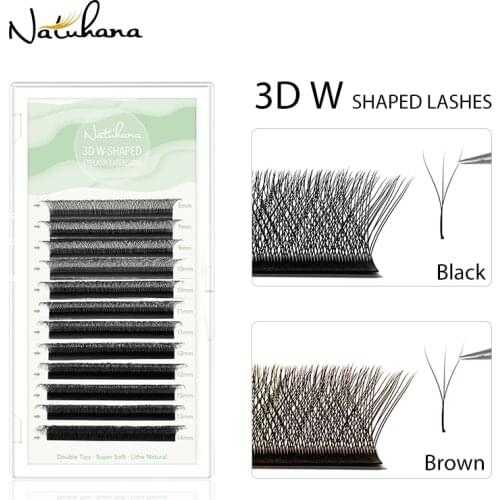NATUHANA 3D Clover Premade Volume Fans Eyelash Extension W Shape Automatic Flowering Eyelashes Soft Light Individual Mink Lashes