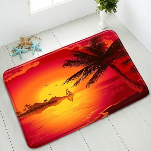 Non-Slip Bath Mat Ocean Beach Sunset Indoor Floor Mats Bedroom Kitchen Doormat Absorbent Foot Pads Washable Carpet Home Decor