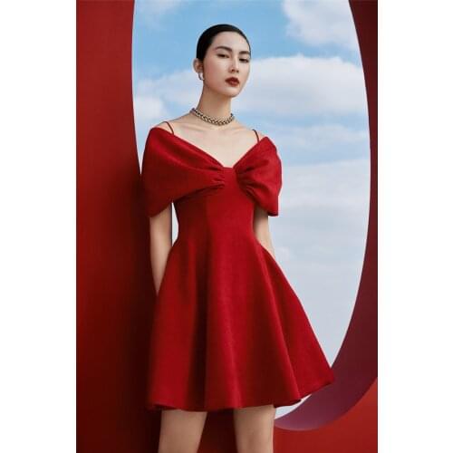 Newlife Summer Womens 4 color A-LINE Bow Celebrity Sexy High Quality Women Dress Evening Party Dress