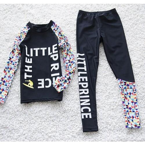 New 2017 Long Sleeve Boys Swimwear Two-Pieces Sports Swimming Suits Children Kids Swimsuit Beachwear Bathing Suits K48-CGR1