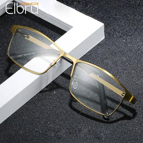 Elbru Men Women Anti Blue Light Reading Glasses Vintage Metal Frame Antifatigue Presbyopic Eyeglasses Diopters 1.0 3.0 3.5 4.0