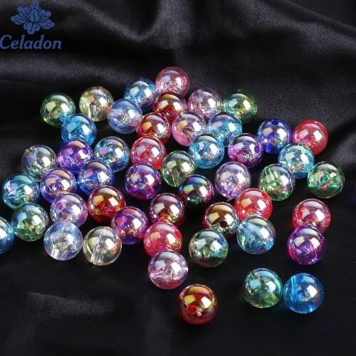 Wholesale 6/8/10/12mm 100pcs AB Color Round Acrylic Beads Loose Spacer Beads For Making Jewelry Bracelet
