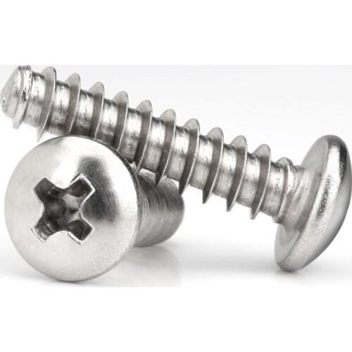 20/55pcs Cross Recessed Truss Head Self-tapping Screw 304 Stainless Steel M3 M4 M5 M6 Phillips Mushroom Head Wood Screw