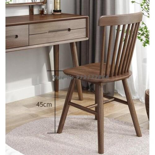 Nordic modern solid wood dressing table stool backrest makeup chair girl cute bedroom home simple dressing chair