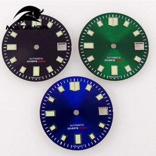 29mm Super luminous Watch Dial Fit For NH35 NH36 Automatic Movement Date Window Black Blue Gray Sunburst Watch Face